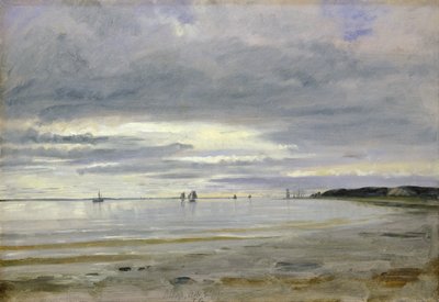 The Beach at Blankenese, 8 de outubro de 1842 (óleo sobre papel a bordo) de Jacob Gensler